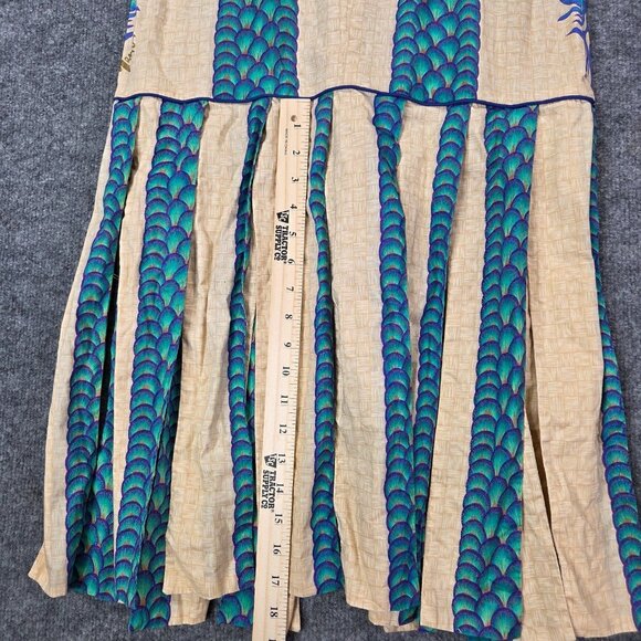 Vintage MAMO HOWELL Hawaiian Aloha Tropical Maxi Muumuu Dress Peacock Fringe 8 - Picture 14 of 15
